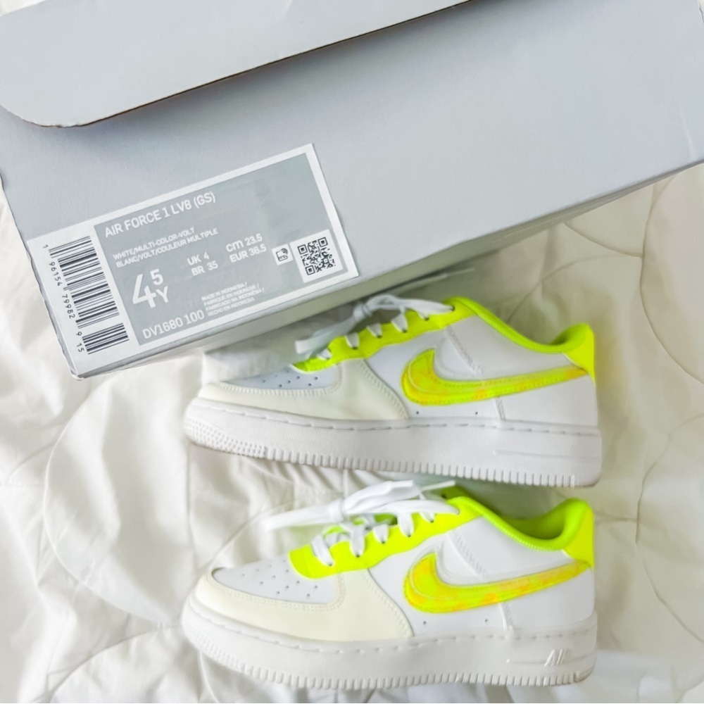 Nike Grade School Air Force 1 LV8 - White/Pink Glow/Multi-Color, Size 4.5Y